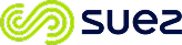 Logo SUEZ : Symbole Eau et Services Environnementaux Logo de SUEZ : un symbole abstrait vert vif rappelant l'eau ou des ondes, à côté du mot 'suez' en bleu foncé.